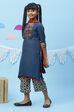 Blue Art Silk Girls Straight  Kurta Palazzo Suit Set image number 2