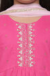 Pink Cotton Straight Kurta Churidar Suit Set image number 1