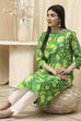 Blue Cotton Floral Straight Kurta image number 0