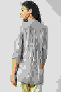 Ash Grey LIVA Flared Printed Short Kurti image number 4