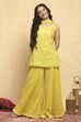 Yellow Polyester Dyed Straight Sharara Suit Set image number 6