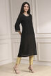 Black Metallic Pattern Straight Kurta image number 4