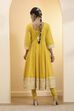 Yellow Cotton Embroidered Anarkali Kurta Set image number 4