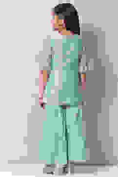 Green Art Silk Straight Kurta Set image number 4