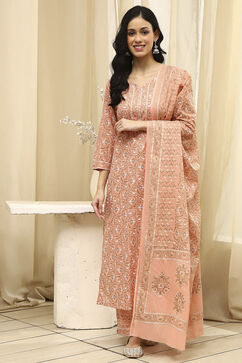Assorted Cotton Hand Block Print Unstitched Suit Set image number 7