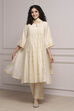 Cream Silk Metallic Gathered Suit Set image number 0