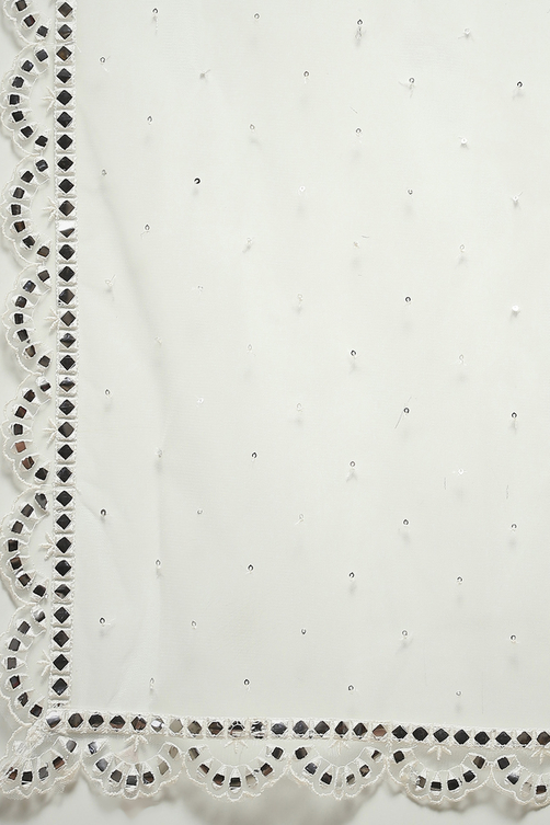 Off White Polyester Short Kurta Sharara Suit Set image number 3