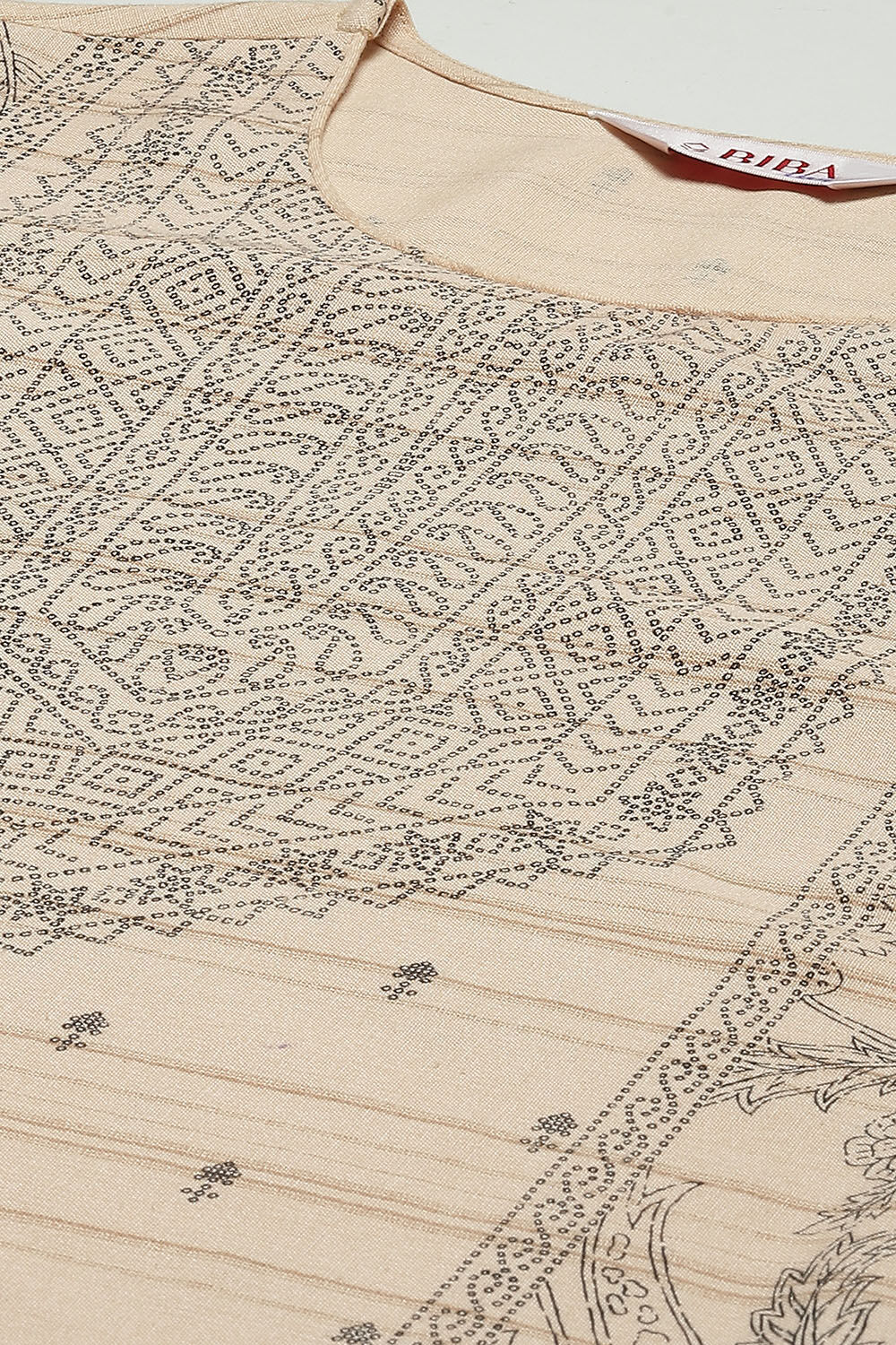 Beige LIVA Straight Printed Kurta image number 1