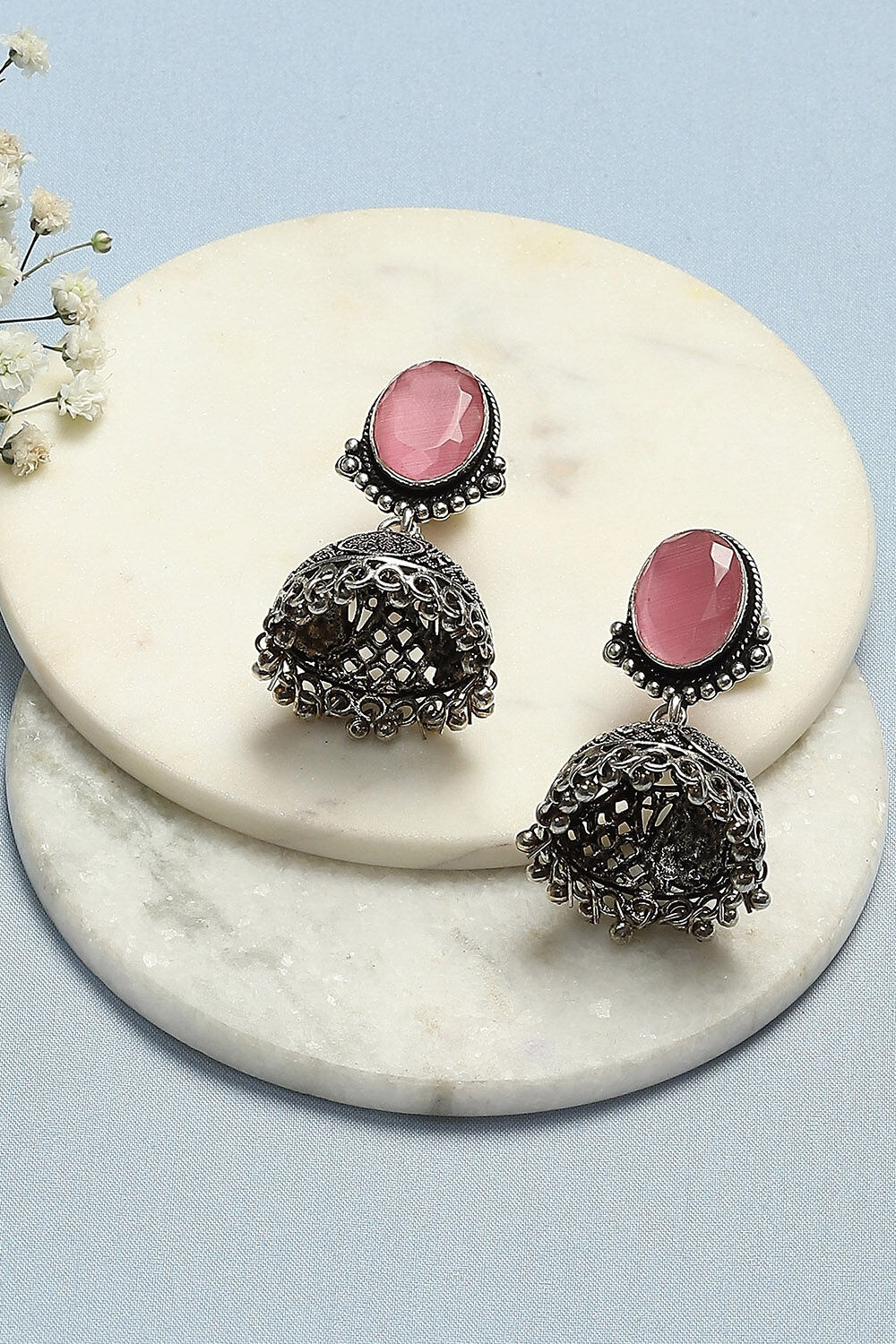 Light Pink Brass Earrings image number 0