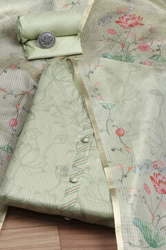 Teal Cotton Printed Unstitched Suit Set image number 0