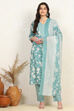 Rama Green Cotton Screen Print Unstitched Suit Set image number 7