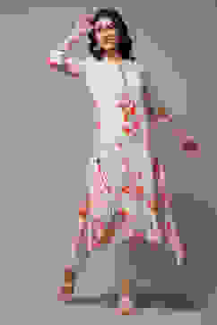 Ecru Rayon Straight Printed Kurta image number 0