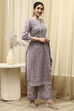 Grey Cotton Printed Unstitched Suit Set image number 6
