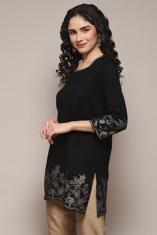 Black Daffodil Straight Printed Kurti image number 4