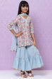 Powder Blue Cotton Girls Sharara Kurta Sharara Suit Set image number 6