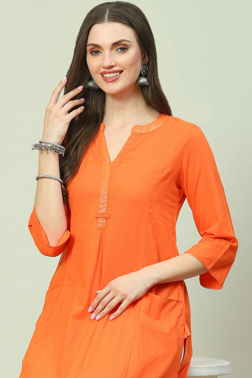 Blue Cotton Solid Kurti image number 3