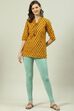 Camel Cotton Blend Solid Churidar image number 5
