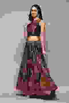 Black Poly Dupion Printed 2 Piece Set image number 3