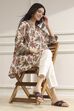 Off-White and Red Cotton A-Line Shirt image number 0