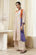 Beige Straight Printed Kurta Set image number 3
