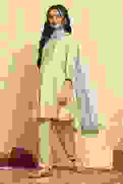 Beige Viscose Blend Kalidar Suits image number 3