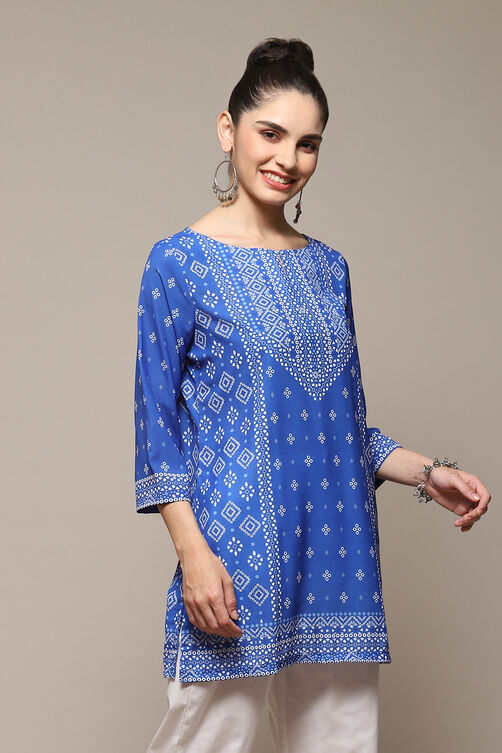Deep Fuchsia LIVA Straight Printed Kurti image number 3