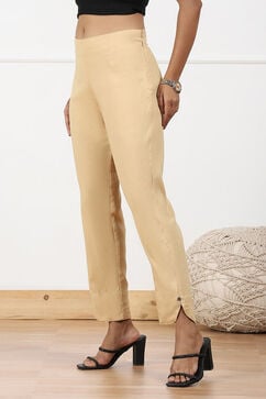 Beige Viscose Blend Pants image number 2