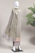Grey Cotton Printed Embroidered Unstitched Suit Set image number 4
