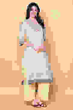 Beige Cotton Straight Kurta Palazzo Suit Set image number 0