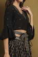 Black Hand-Block Printed Festive Crop Top image number 1