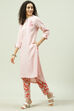 White Blue Cotton Asymmetric Kurta Set image number 2