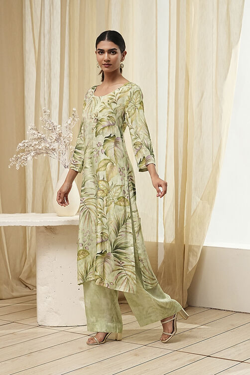 Pink Modal Floral Printed Straight Kurta Set image number 4