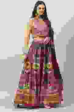 Chocolate Brown Cotton Blend Lehenga Set image number 6