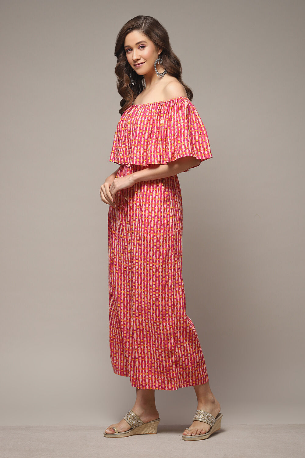 Pink LIVA Printed Jumpsuit image number 3