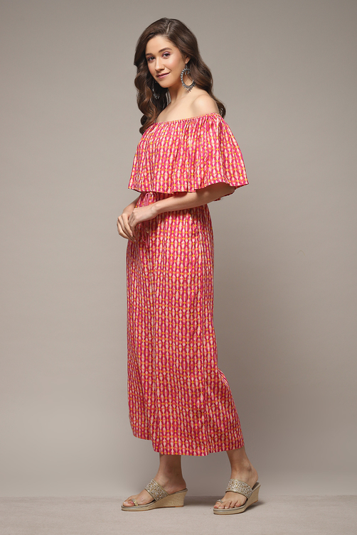 Pink LIVA Printed Jumpsuit image number 3
