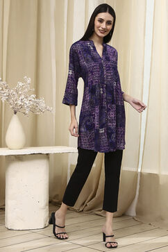Indigo Blue Viscose Rayon Straight Printed Kurta image number 4