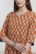 Rust Cotton Ikat Printed A-Line Kurta image number 1