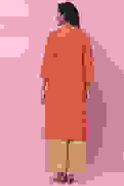 Orange Rayon Straight Kurta image number 4