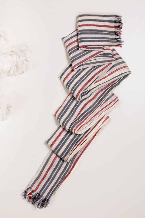 Off White Viscose Yarndyed Scarf image number 4