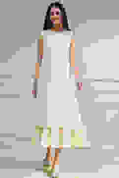 Off White Cotton Layered Suit Set image number 5