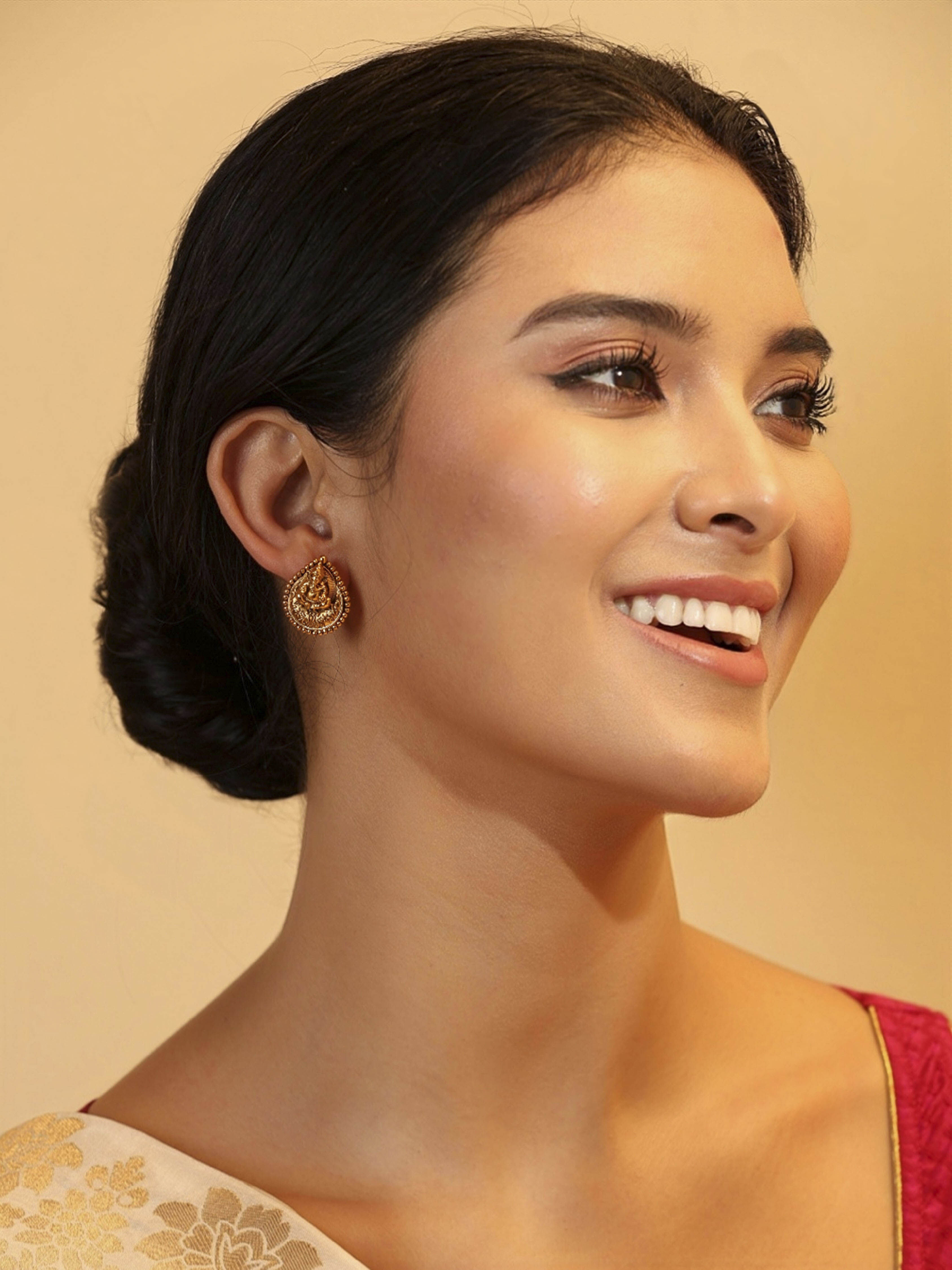 Gold Plated Brass Temple Studs image number 3