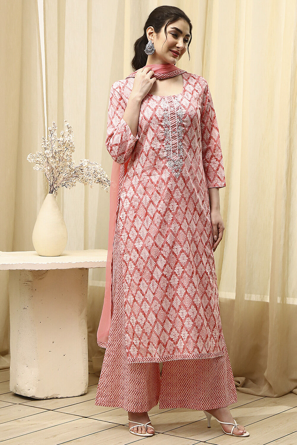 Mustard Yellow Cotton Printed Unstitched Suit Set image number 6