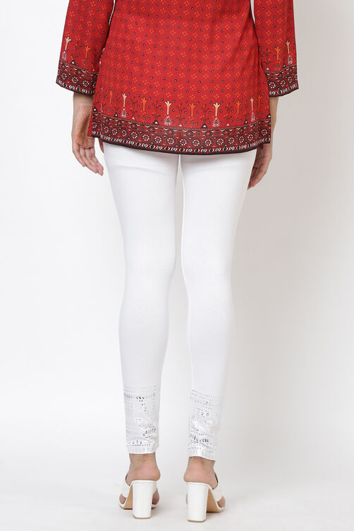 White Viscose & Lycra Leggings image number 5