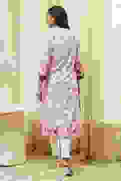 Peach Rayon A-Line Printed Kurta image number 3