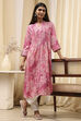 Blue Floral Printed Straight Kurta image number 0