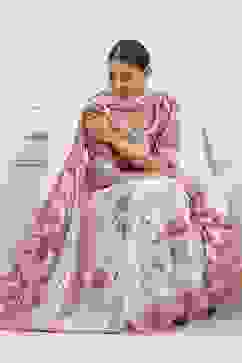 Red and White Cotton Printed Anarkali Suit Set image number 0