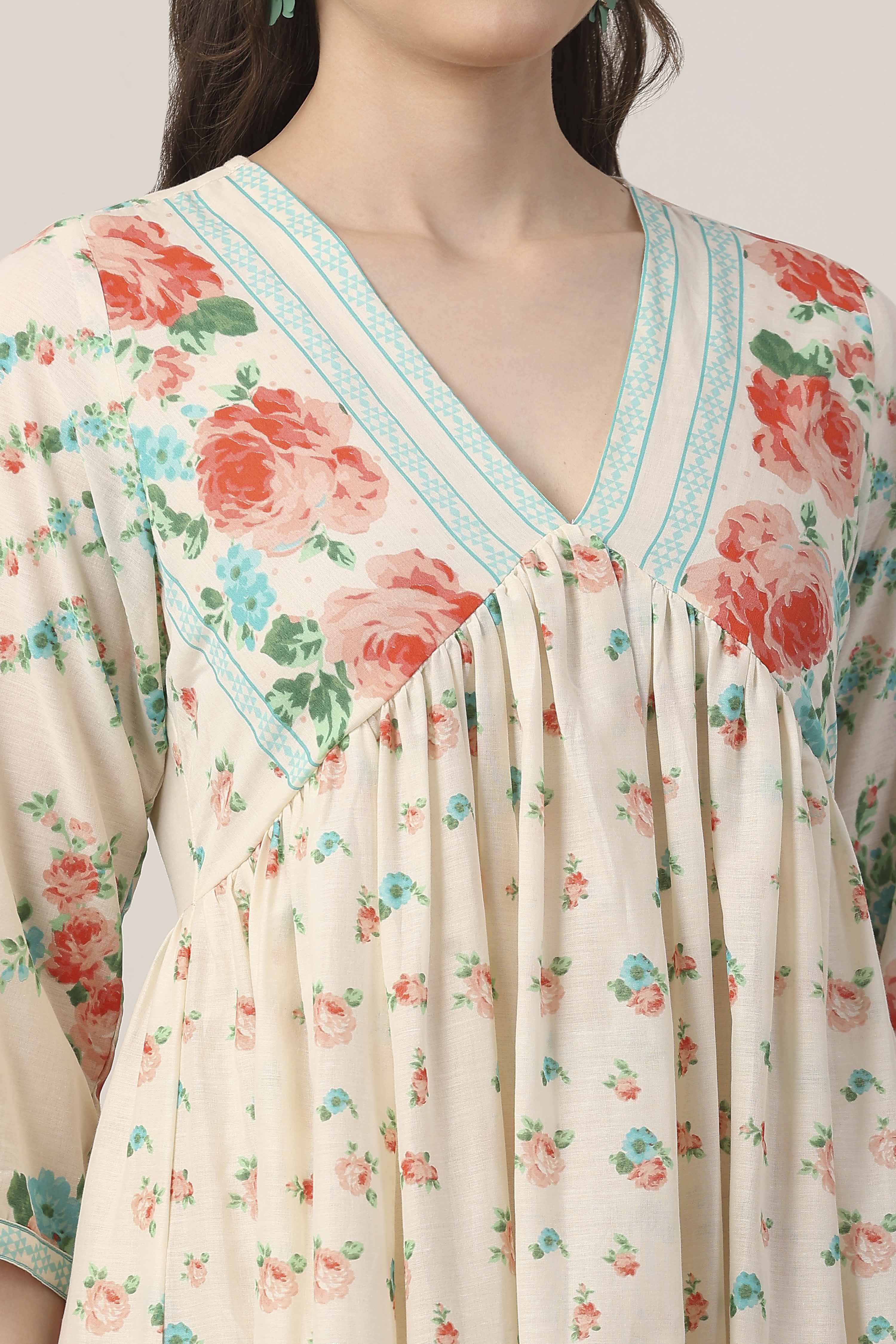 White Cotton Anarkali Suit Set image number 1