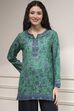 Indigo Polyester Straight Printed Short Kurta image number 5