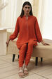 Burnt Orange Straight Solid Co-ord Set image number 0