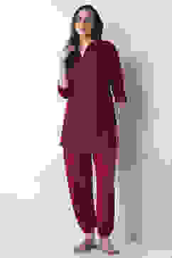 Maroon Viscose Lycra Harem Pants image number 0